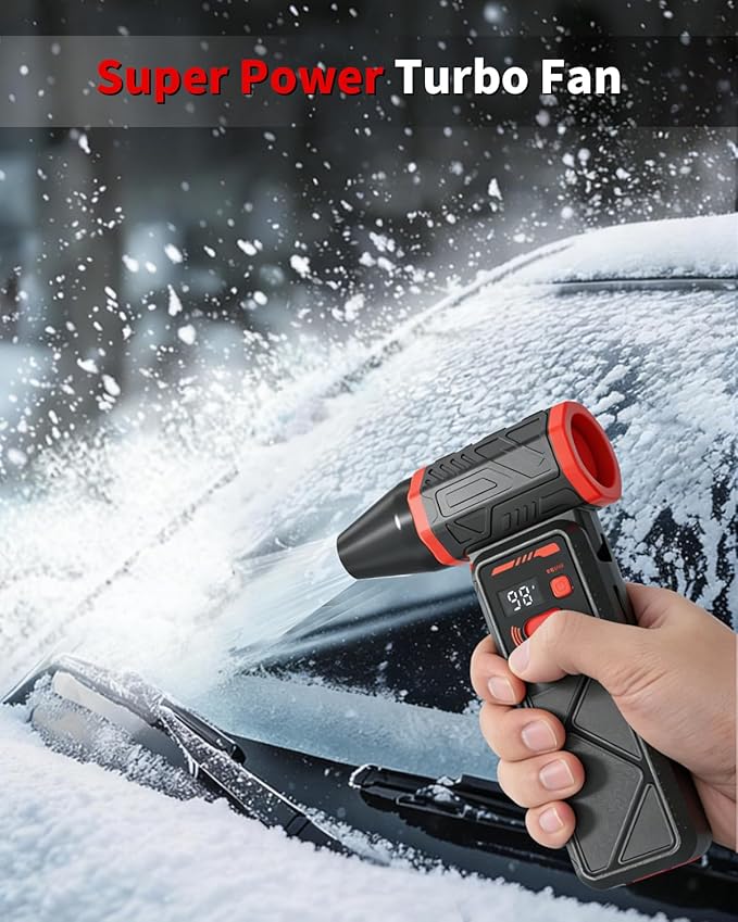 Electric Compressed Air Duster, 150000RPM Cordless Air Blower with 8000mAh Rechargeable Battery, Stepless Speed, Adjustable 90° Nozzle, LED Light for PC Cleaning, Keyboard, Car Interior, Home