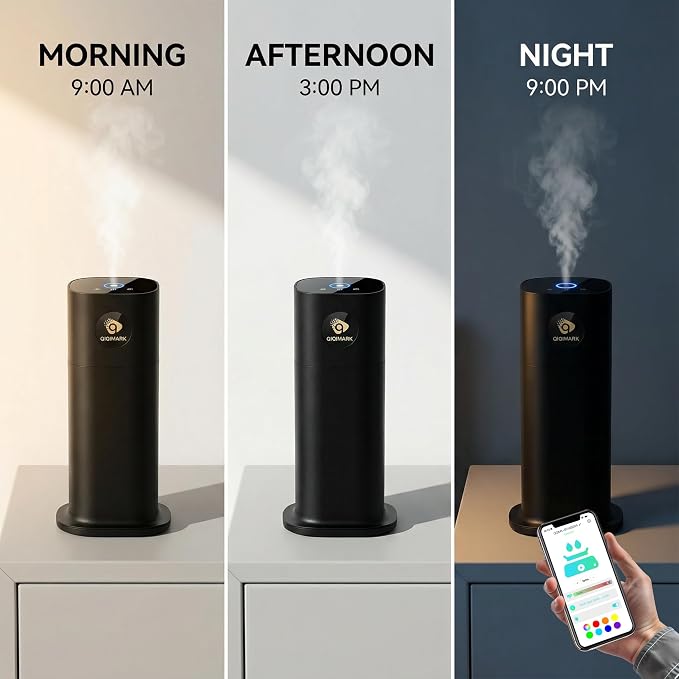 Waterless Aroma Diffuser, Large Capacity Essential Oil Diffuser with Dual Atomizing Cores, Smart Control for Large Spaces, Black (Waterless Scent Diffuser)