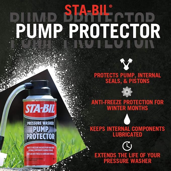 STA-BIL Pump Protector - Protects Pressure Washer Pumps and Other Internal Components During Storage, Next Gen Anti-Freeze and Lubricant Formula, 4oz (22007)