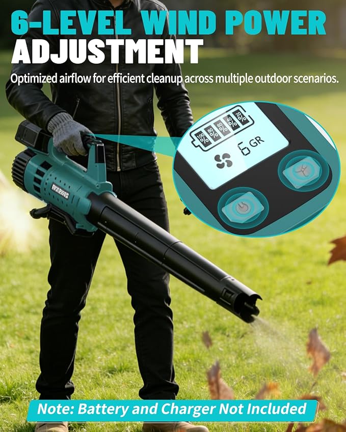 Cordless Leaf Blower for Makita 18V Battery, 480 CFM / 130 MPH Brushless Dust Blower, 6-Speed Control with Digital Display, Handheld Electric Blower for Rain Snow Removal, Lawn, Yard (No Battery)