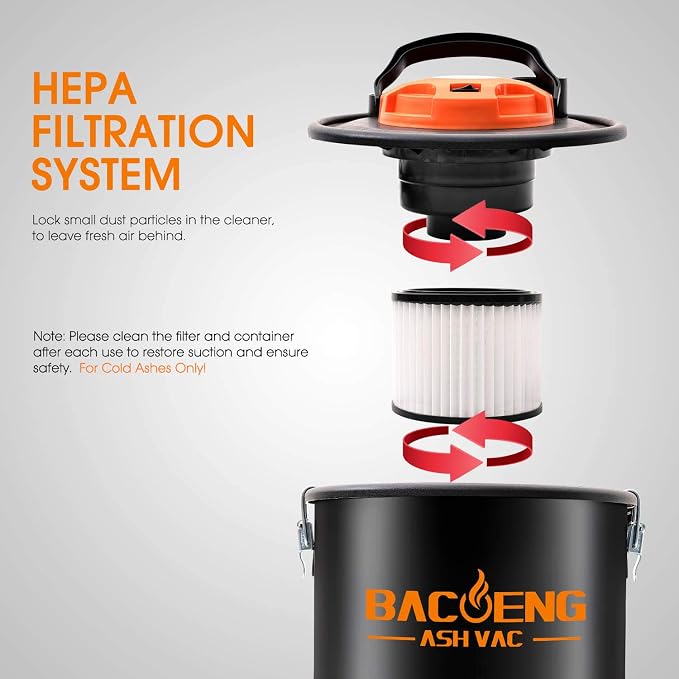 BACOENG Ash Vacuum and HEPA Filter