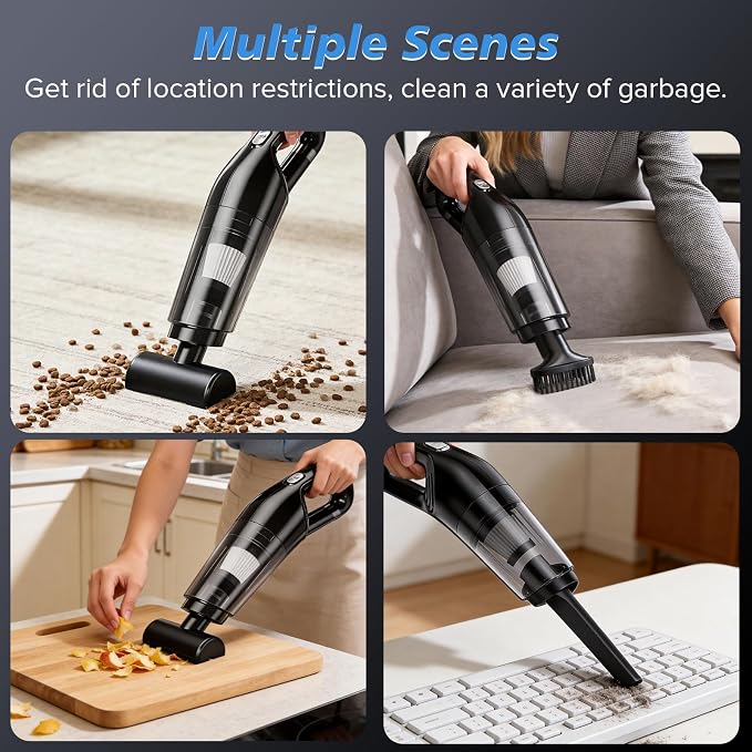 Cordless Mini Vacuum Cleaner Handheld - Portable Hand Held Vacuum Cleaner, Lightweight & Strong Suction, Easily Clean Dust Hair in Car