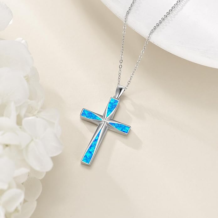 ONEFINITY Religious Cross Pendant Necklace Sterling Silver Origami Cross Pendant Gifts for Women Men Jewelry