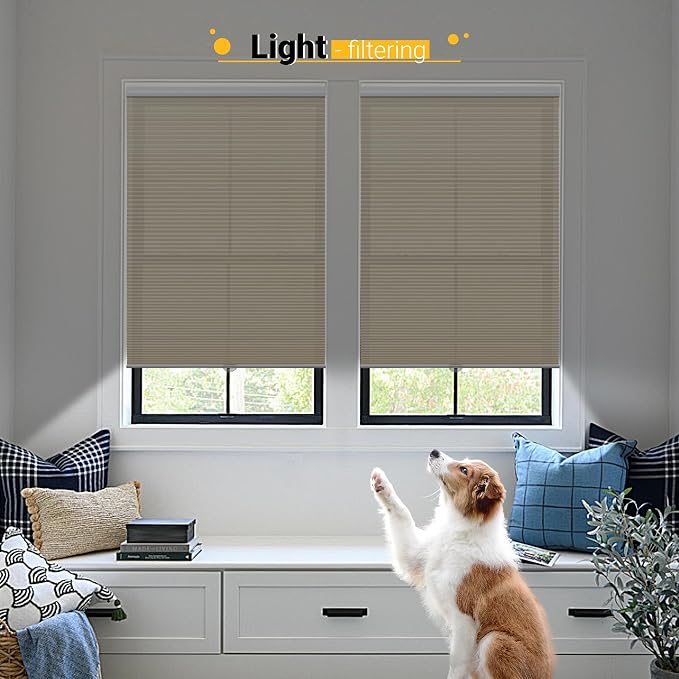 Cellular Blinds Cordless Shades for Windows Single Cell Shade - Provide Privacy and Filters Light - 36 x 64 inch, Ivory Beige(Light Filtering)