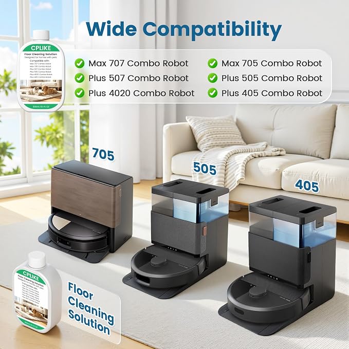 CPLIKE Pet Floor Cleaning Solution Compatible with Plus 405 Plus 505 Max 705 Robots for Household with Pets, Mopping Concentrate for 400 (4000), 500 & 700 Series, 10.1 fl oz, 2 Pack