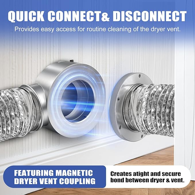 Magnetic Dryer Vent Coupler,Dryer Vent Coupling 90-Degree Elbow,Magnetic Dryer Vent Connector Kit Strong Magnetic Self-connection
