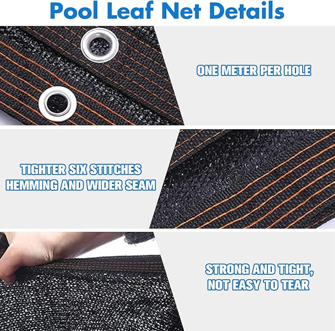 21 Ft x 41 Ft Oval Pool Leaf Net Cover, Fine Mesh Oval Above Ground Swimming Pool Leaf Net Cover, Covers Size: 25 Ft x 45 Ft (Includes 4-feet Overlap), Black