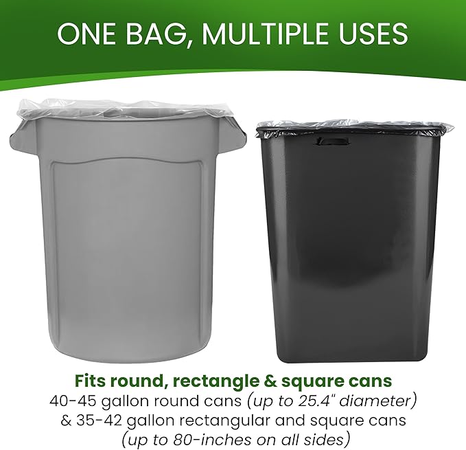 Betta 40-45 Gallon Clear High-Density Trash Bags, 150 Count Box, (40x48-inch) Commercial Medium-Duty Garbage Can Liners