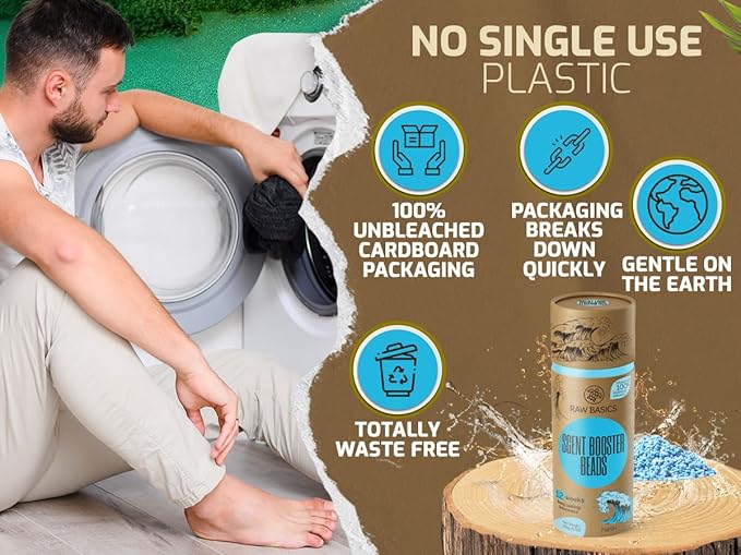 RAW BASICS Scent Boosters for Washer, Fresh Aroma, and Dryer Sheets, 80 Bulk Loads