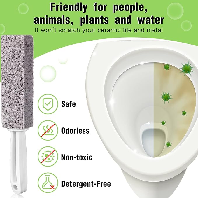 Vesici 20 Pieces Pumice Cleaning Stone with Extra Long Handle Pumice Stone Toilet Bowl Cleaner for Toilet, Bathtubs, Sinks, Swimming Pool, Grills, Kitchen, Household Cleaning