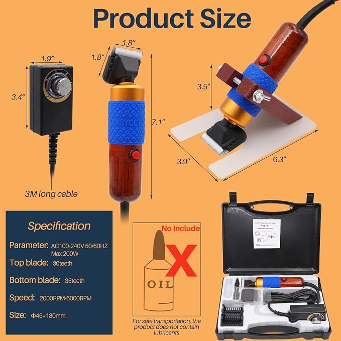 Carpet Trimmer with Shearing Guide, Rug Tufting Carver Clippers, Rug Shears Carpet Carving Tool Electric Speed Adjustable Low Noise for Clean Handmade Rug Keep Tufted Rug Surface Uniform, 200W