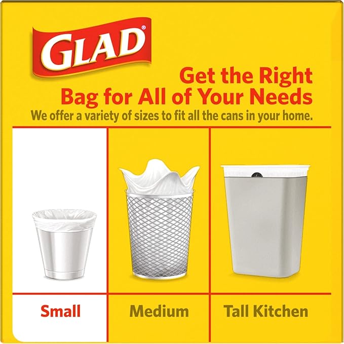 Glad Small Trash Bags - 4 Gallon - 30 Count (Pack of 6)