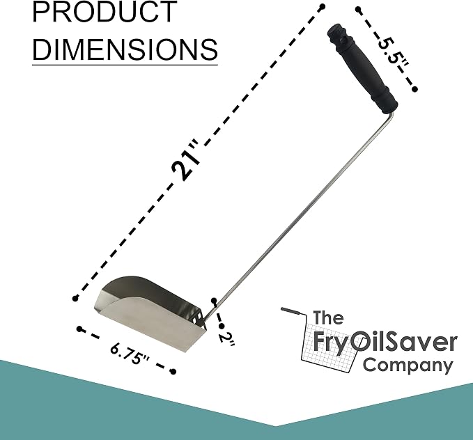 Extra Large 3-Piece Deep Fryer Cleaning Set – 31" Rod & Bristle Brush, Stainless Steel Crumb Scooper, Heat-Resistant to 750°F, Rust-Resistant, Durable, Perfect for Food Service, by FryOilSaver Co