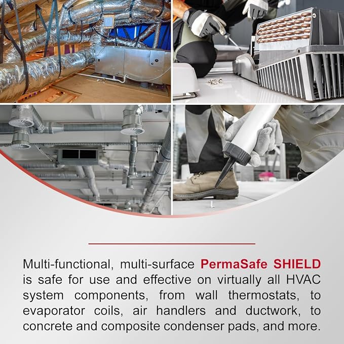 PermaSafe HVAC Solutions - Antimicrobial HVAC Surface SHIELD | Inhibits Growth & Spread of Bacteria, Mold, Mildew, Fungi, other Microbes & Odors on All System & Air Duct Surfaces for Up to 3 Months