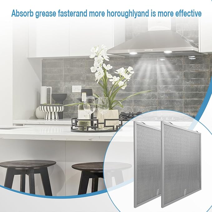 2 Pack S99010430-002 Range Hood Filter 15-3/4" x 13-7/8" x 3/8" Compatible with Broan Nutone Kenmore range hoods,Replaces 4512880 99010430-002 Range Hood Aluminum Grease Filter
