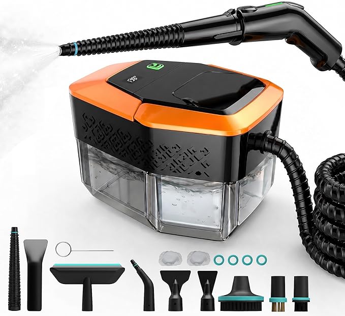 Steam Cleaner for Home & Car – Handheld Steamer for Cleaning with 2500W High Temperature, 3 Modes, 12 Accessories & 1.8L Large Tank, Portable Steam Cleaner for Couch, Grease, Kitchen, Bathroom, Car