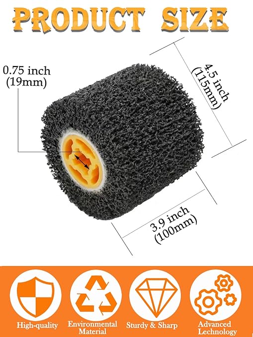 4 Pcs Abrasive Drawing Wheel Surface Conditioning Tool, 4.5" x 4" Wire Wheel Burnishing Tool for Metal Polishing Paint, Rust, Oxidation - 3/4" Quad Keyway for Hand held Polishing Machine(4)