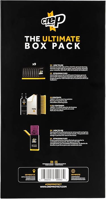 Crep Protect Shoe Care Pack - COMPACT Premium Sneaker Cleaning Kit with 9 x Sneaker Wipes, 1 x Suede & Nubuck Eraser, 3.38 Oz Cleaning Solution, Microfibre Cloth & Brush