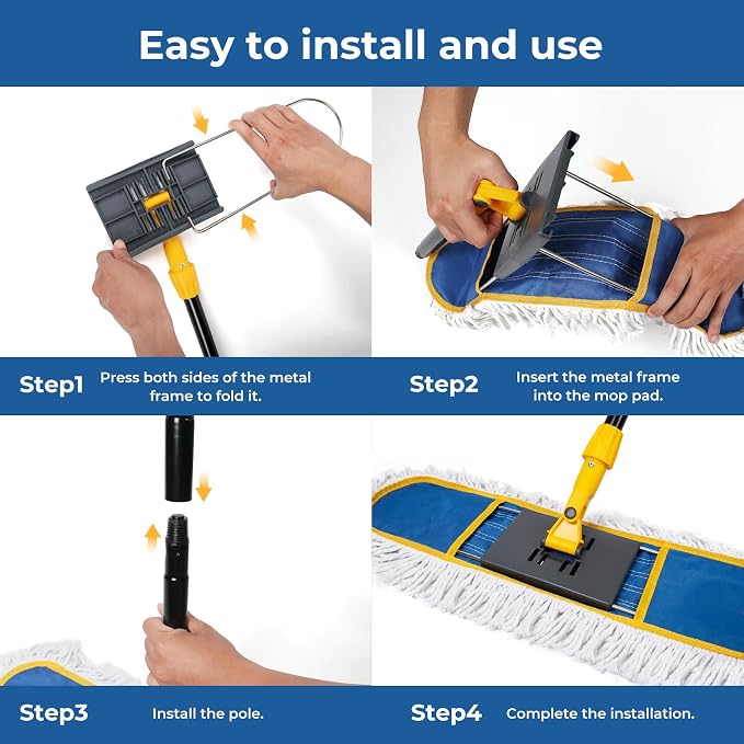 24" Push Broom Brush and 24" Dust mop, with a Large 24-inch Coverage Area for Heavy-Duty Sweeping and Mopping