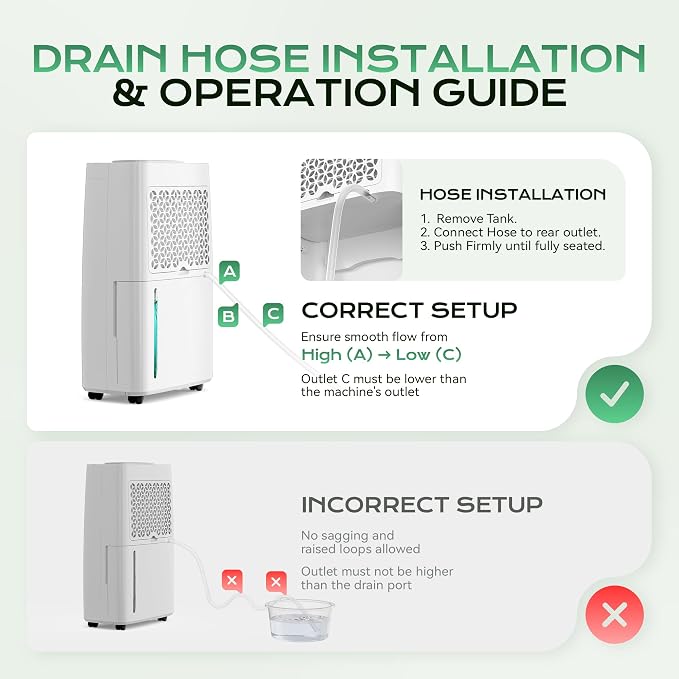 Tehanld Max 82 Pint Dehumidifier for Basement With Drain Hose, Large Dehumidifier for 5000 Sq Ft, 4 Modes, 1.6 Gal Tank, 40dB Quiet, Child Lock, Ideal for Basement, Home, Garage