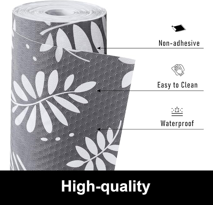 Cooyes Shelf and Drawer Liners for Kitchen Cabinets, Non Adhesive Cabinet Liner, EVA Waterproof Durable Non-Slip Drawer Mats for Shelves, Refrigerator, Storage, Desks（11.8" W x 360" L）