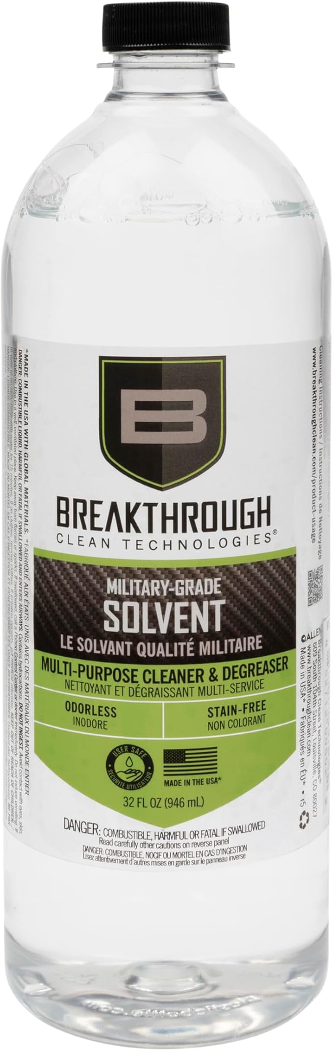 Breakthrough Clean Technologies Military-Grade Handgun and Rifle Cleaning Solvent, Grease Remover - 6oz/2oz/15ml/32oz Spray Bottle