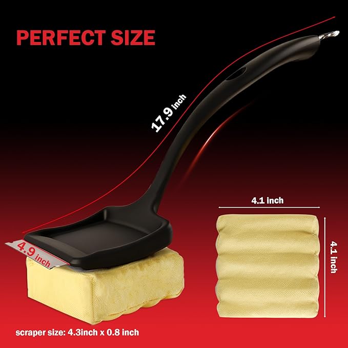 GrillChef Grill Brush Bristle Free, BBQ Cleaner Brush with Replacement Wavy Head, 18 Inch Long Handle, Seamless Scraper Tool for Cast Iron, Stainless Steel Grates, Safe Barbecue Cleaning