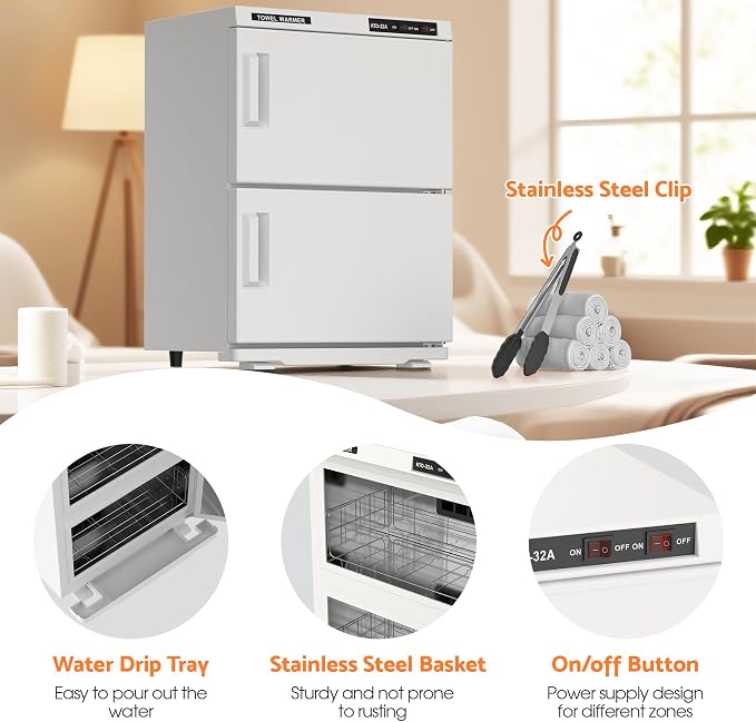 Double Hot Towel Warmer for SPA Professional Towel Heater Machine for Bathroom Salon Barber Estheticians 32L,White