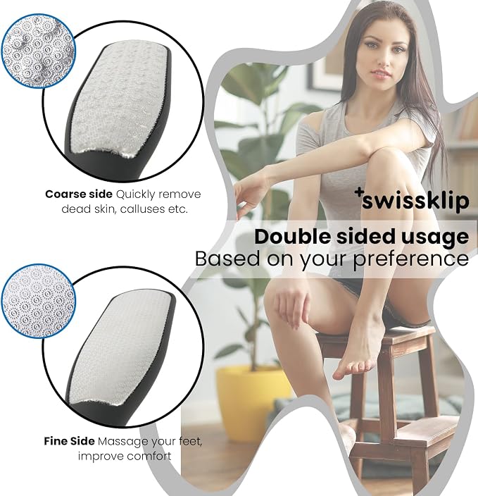 Swissker by Swissklip Foot File Callus Remover for Feet I A Perfect Heel Scraper for Cracked Heels I Luxurious Foot Scraper for Callus Removal and Dead Skin Remover for Feet (1 Pack)