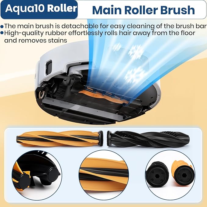 22 Pack Aqua10 Ultra Roller Accessories Kit for Aqua10 Roller/Aqua10 Ultra Roller Replacement Parts,2 Main Brush 2 Mopping Brushes 4 Hepa Filters 6 Side Brush 6 Vacuum Bags