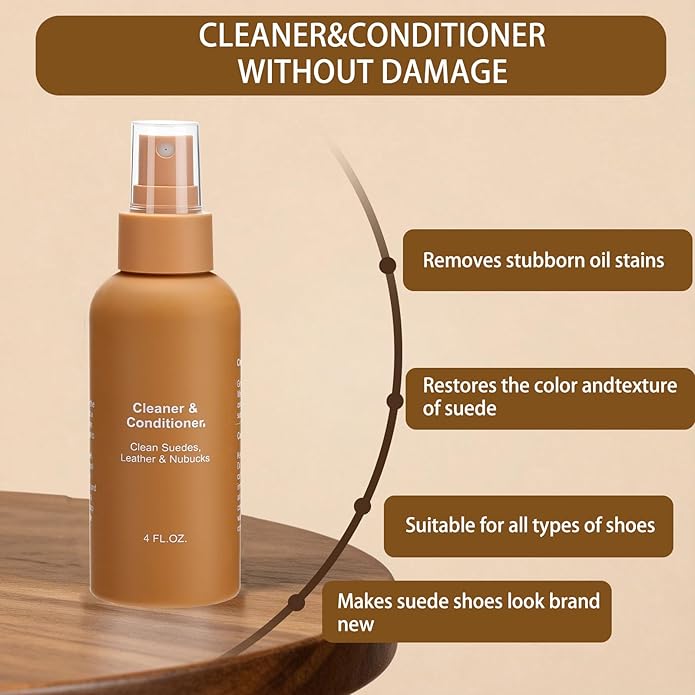 Sheepskin Suede Cleaner Kit with Waterproof Protector Spray for Suede Nubuck Boots Shoes, Cleaning Care Set Includes Cleaner Conditioner Deodorizer Brush Eraser