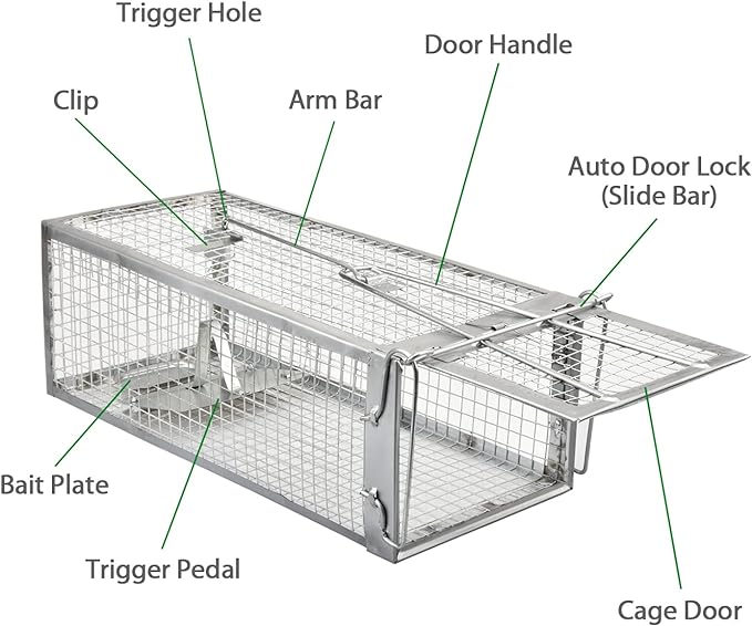 2-Pack Live Rat Traps Humane Chipmunk Mouse Vole Hamster Cage Traps