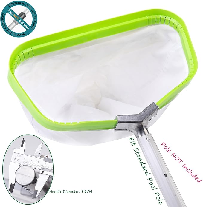 Ultra Fine Mesh Pool Skimmer Net for Cleaning Pollen Scum, Reinforced Leaf Rake with Aluminum Frame