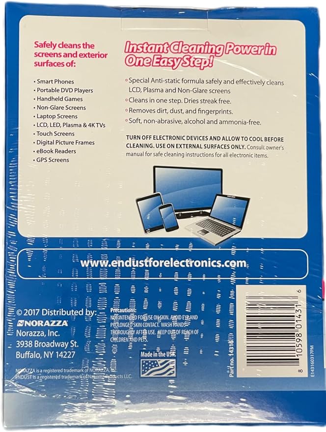 Endust For Electronics 6 Pack Screen Cleaner Wipes, Electronics Surface Cleaning Wipes, For TV, Phone, Computer Monitor, Laptop, Tablet, Pre-Moistened, Alcohol & Ammonia Free, 150 count (14316)…