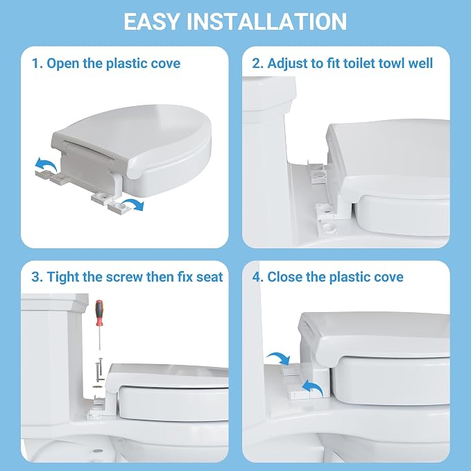 Raised Toilet Seat for Seniors, Elongated Elevated Toilet Seat with Soft Close Lid, Quick Release & Easy Installation, Easy to Clean - Ideal for Elderly, White