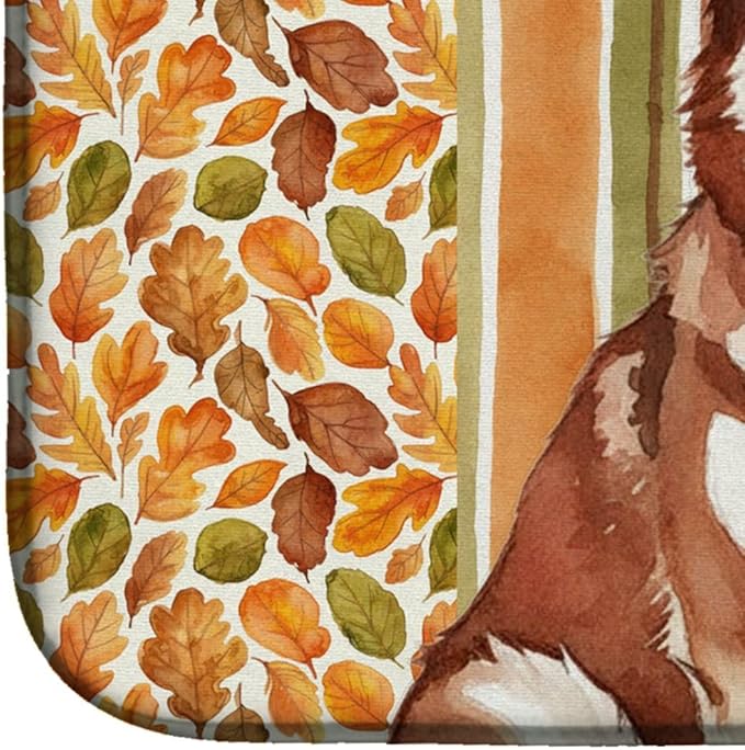 Caroline's Treasures Red and White Alaskan Malamute Heirloom Fall Dish Drying Mat Absorbent Dish Drying Mat Pad for Kitchen Counter Dish Drainer Mat for Countertop, 14 x 21", Multicolor
