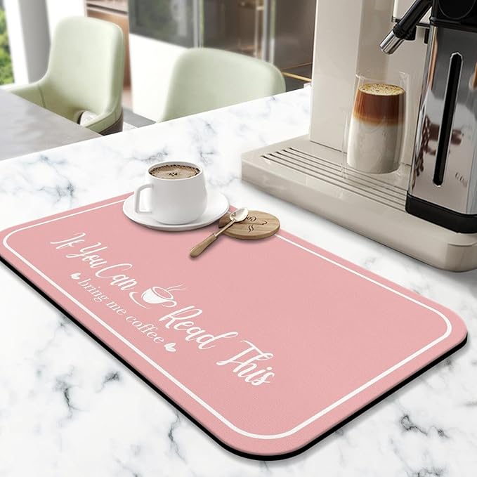 Coffee Bar Mat for Countertops 23inx15in,Absorbent Hide Stain Anti-Slip Cafe Bar Accessories Fit Under Coffee Machine Mat,dish drying mats for kitchen