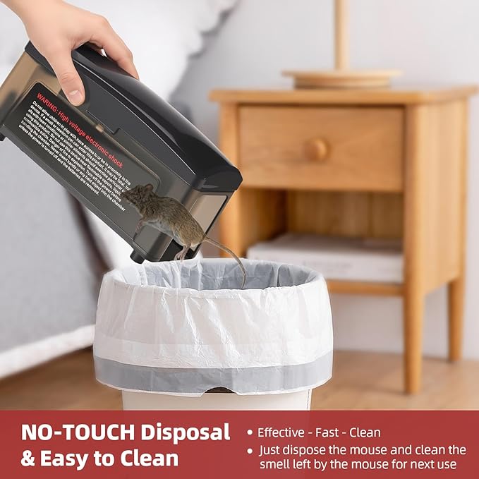 2026 Transparent Electric Mouse Trap Zapper with Powerful Voltage,Effective Electronic Mouse Traps Indoor for Home,No-Touch Disposal,Reusable Mice Catcher for Kitchen,Living Room,Garage (1Pack)