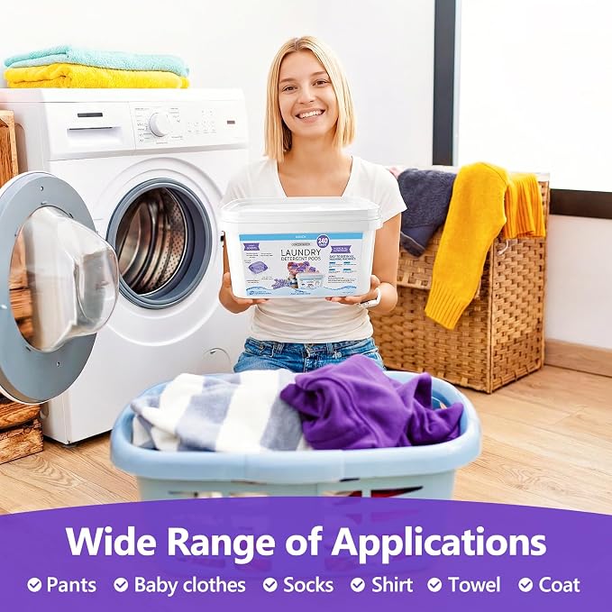 240 Pack Laundry Detergent Pods- 5-in-1 Stain Remover Laundry Soap Pods- Ultra Concentrated,Dissolvable Detergent Pods Bulk for Washing Machines,Lavender Scent