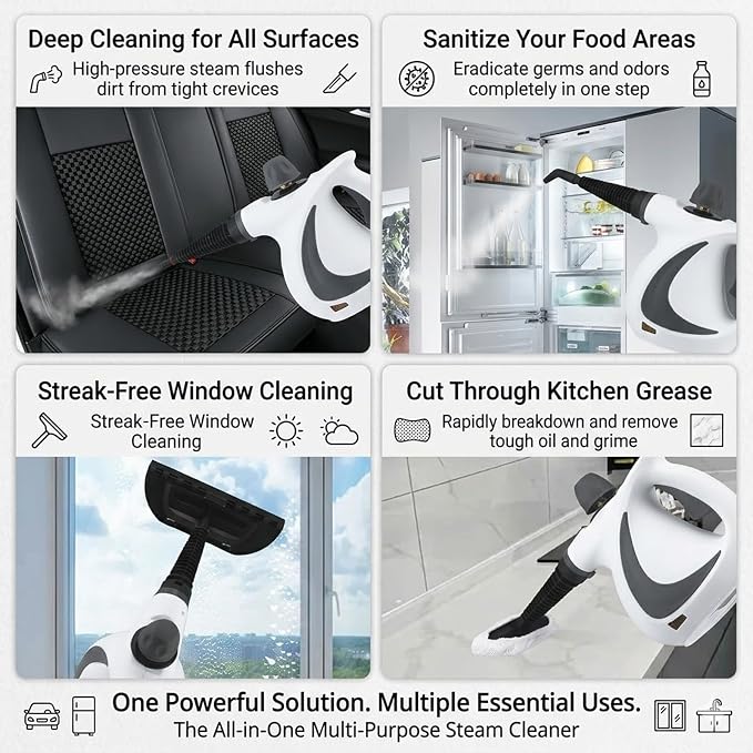 Steam Cleaner, Vaporesso Pro Steam Cleaner, Portable Steam Cleaner with 12PCS Accessories, Multi-purpose Steamer for Home Use, Cleaning Floor, Kitchen