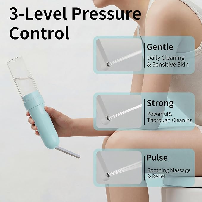 Portable Bidet for Travel, Personal Hygiene Sprayer Bottle for Women Men, Mobile Bidet Portable for Toilet,Electric Handheld High-Pressure Foldable USB-C Battery-Powered (Blue)