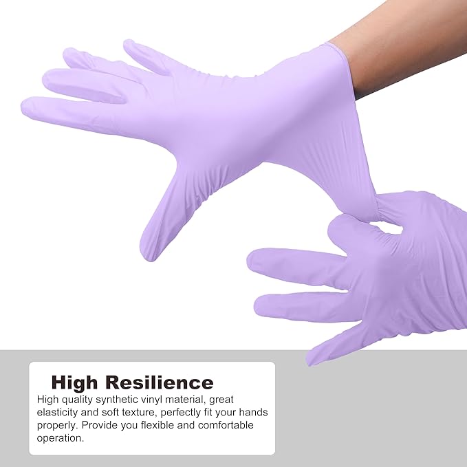 Disposable Gloves Large, Nitrile and Vinyl Blend Material Gloves, Latex Free 4 Mil 200 Pc Food Grade Glove for Cleaning, Food Prep,Hair Dye,Tattoo, Purple
