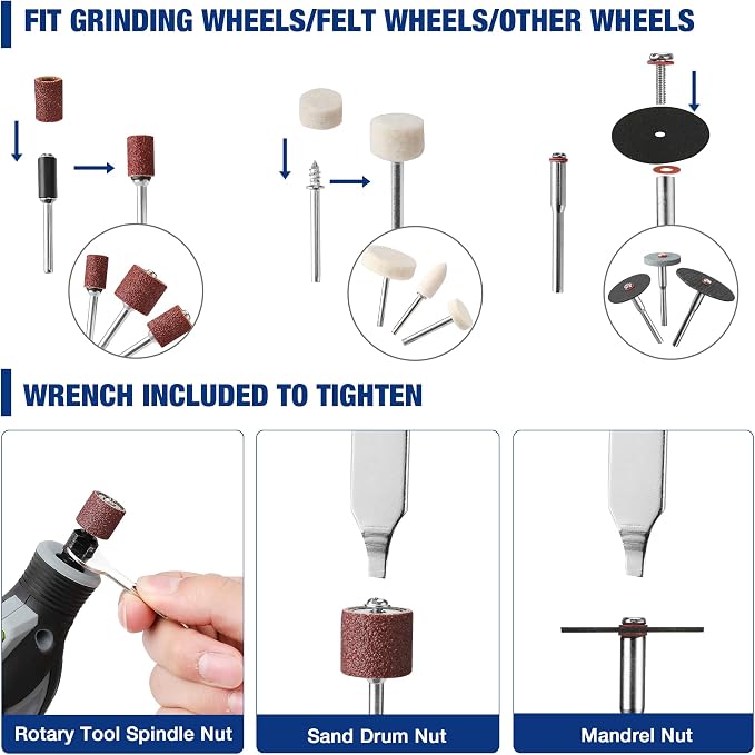 WORKPRO 476PCS Rotary Tool Accessories Kit, 1/8" Shank Rotary Tool Bits | Universal Attachments for Easy Cutting, Sanding, Grinding, Carving, Polishing, Drilling and Engraving
