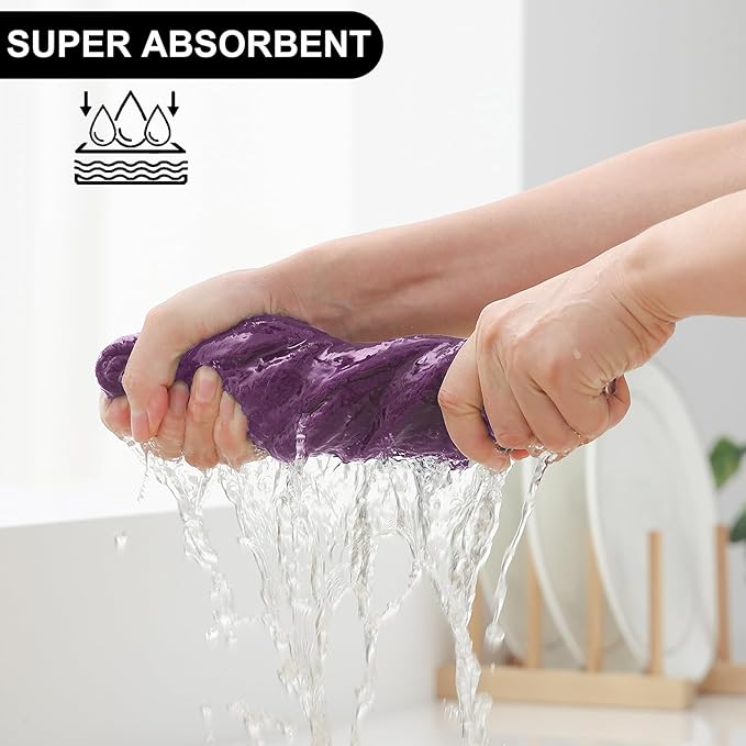 Homaxy Kitchen Towels and Dishcloths Set, 12 x 12 and 13 x 28 Inches, Set of 12 100% Cotton Waffle Weave Kitchen Towels, Super Soft and Absorbent Dish Cloths, Purple