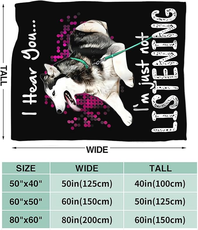 Tijuboni Husky Throw Blanket Dog Gifts for Girls Boys Women Men Kids Adults Soft Flannel Fleece Blanket for Couch Sofa Bed Home Decor 50"x60"