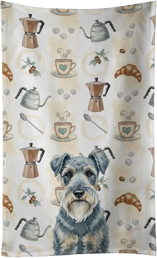 Caroline's Treasures Kerry Blue Terrier Coffee Bar Kitchen Towel Velour Plush Front and Cotton Loop Back Machine Washable