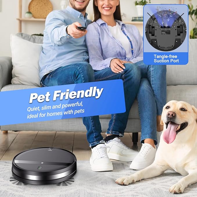 Kilgone Robot Vacuum and Mop Combo, Ultra Slim, Smart 3D Obstacle Avoidance, Tangle-Free Robotic Vacuum Cleaner for Pet Hair, Hard Floor & Carpet, App/Alexa/Google Control