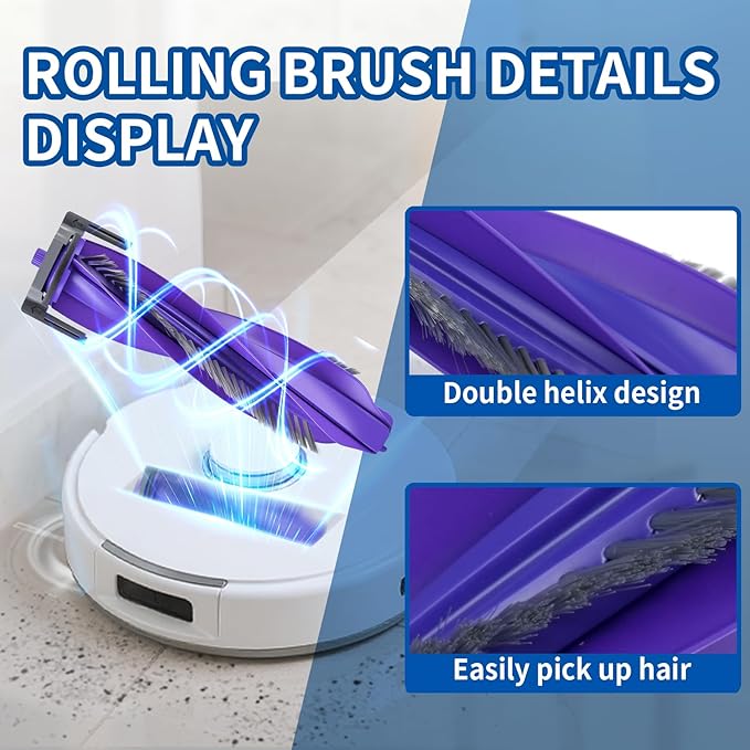 20 Pcs Replacement Vacuum Accessories kit Compatible with Narwal Freo Pro Robot Vacuum Cleaner, 2 Main Roller Brush, 2 Dust Bags, 4 HEPA Filters, 6 Mop Pads, 6 Side Brush 1 Clean Brush