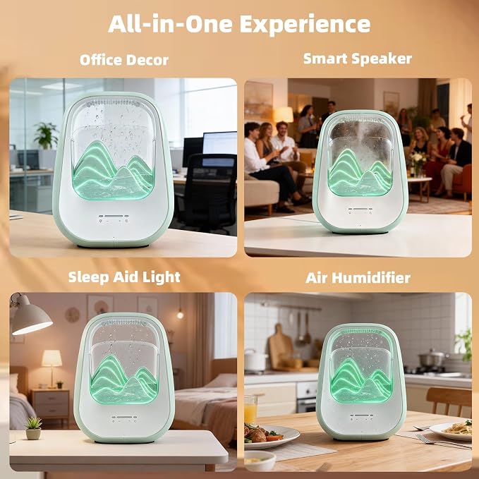 8-in-1 White Noise Sound Machine with Rain Drop Real Sound, Green | Sound Machine with Aroma Diffuser for Sleeping, Stress Relief, Night Light Timer for Bedroom Office Home Hotel SPA Decor