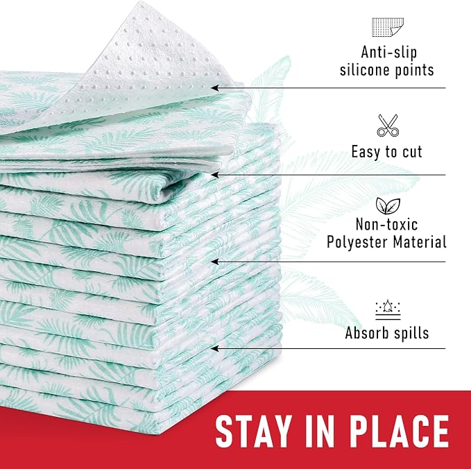 Cooyes Absorbent Refrigerator Liners, Non Slip Shelf Liner for Drawers & Kitchen Cabinets, Cloth Material Keep Produce Fresh Longer, Machine Washable, 17.7" * 24", 6 Pack